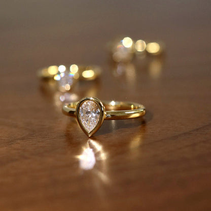 Bezel Set Pear Solitaire Ring