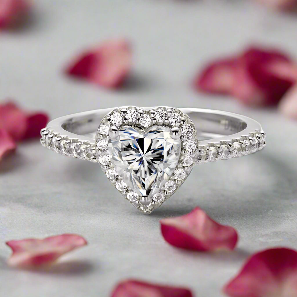 1  CT Moissanite Heart Promise Ring