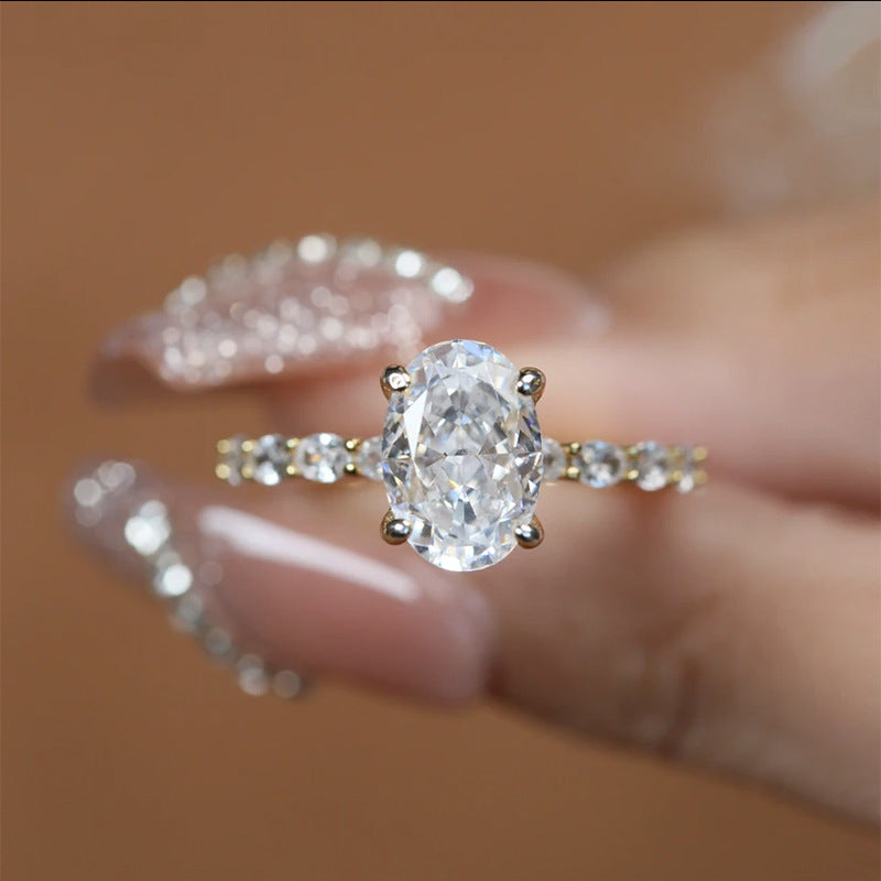 3 CT Crushed Ice Oval Cut Ring