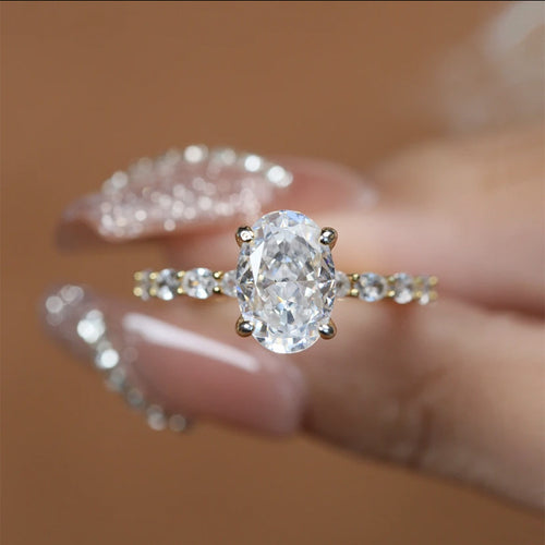 3 CT Crushed Ice Oval Cut Ring