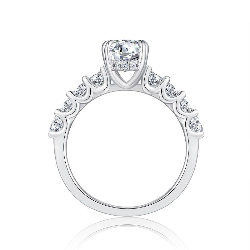 3 CT Oval Moissanite Ring. Hidden Halo