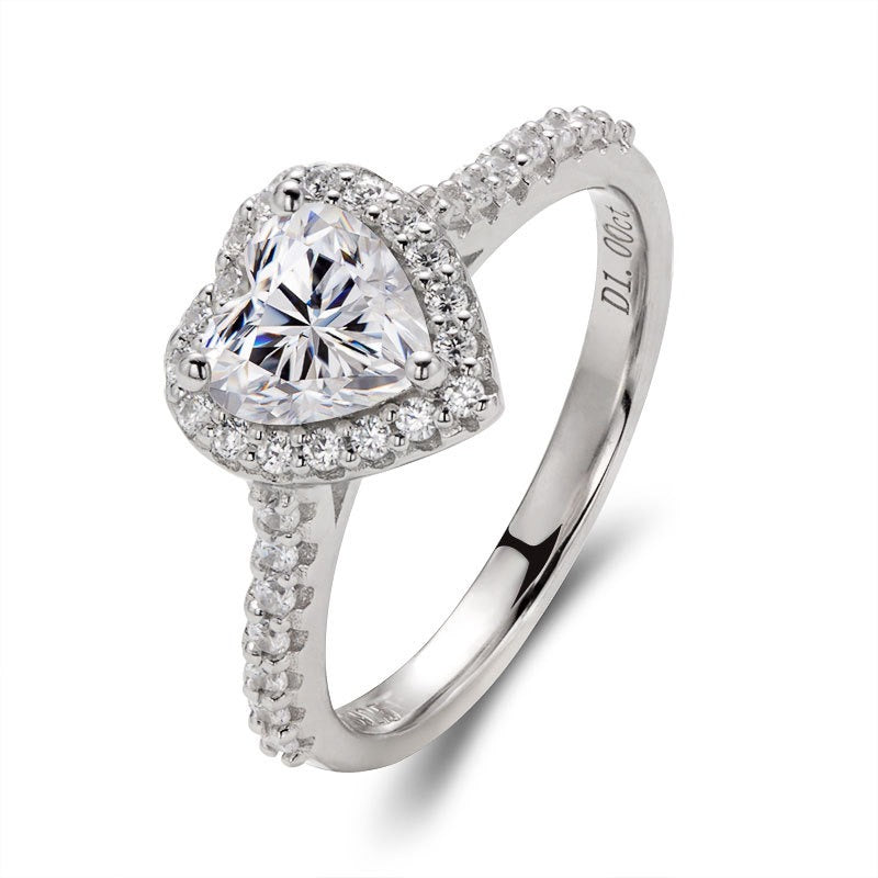 Silver 1 Carat Moissanite Heart Promise Ring