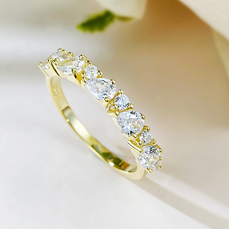 Pear & Round Cut Half Eternity Ring 