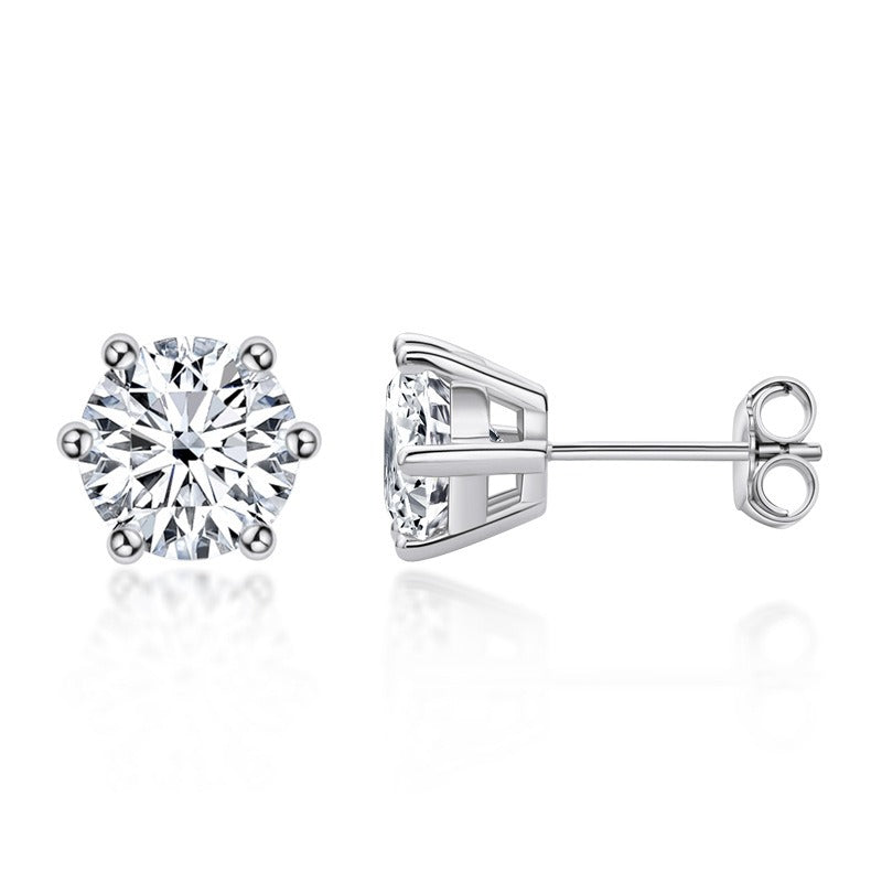 Round Cut Natural Moissanite Diamond Earrings
