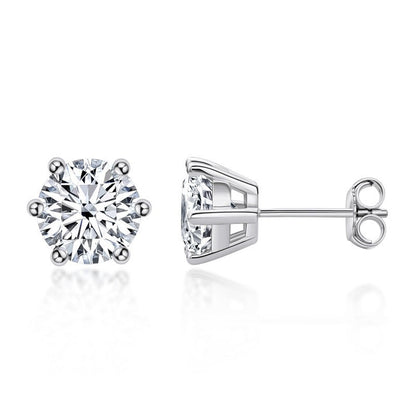 Round Cut Natural Moissanite Diamond Earrings