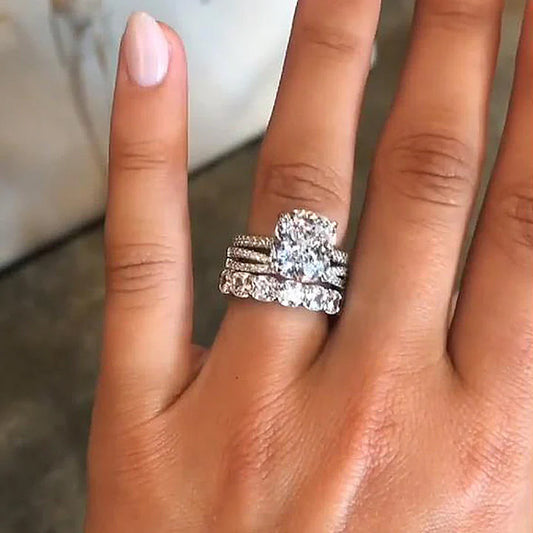 Cushion Cut 3PC Wedding Ring Set