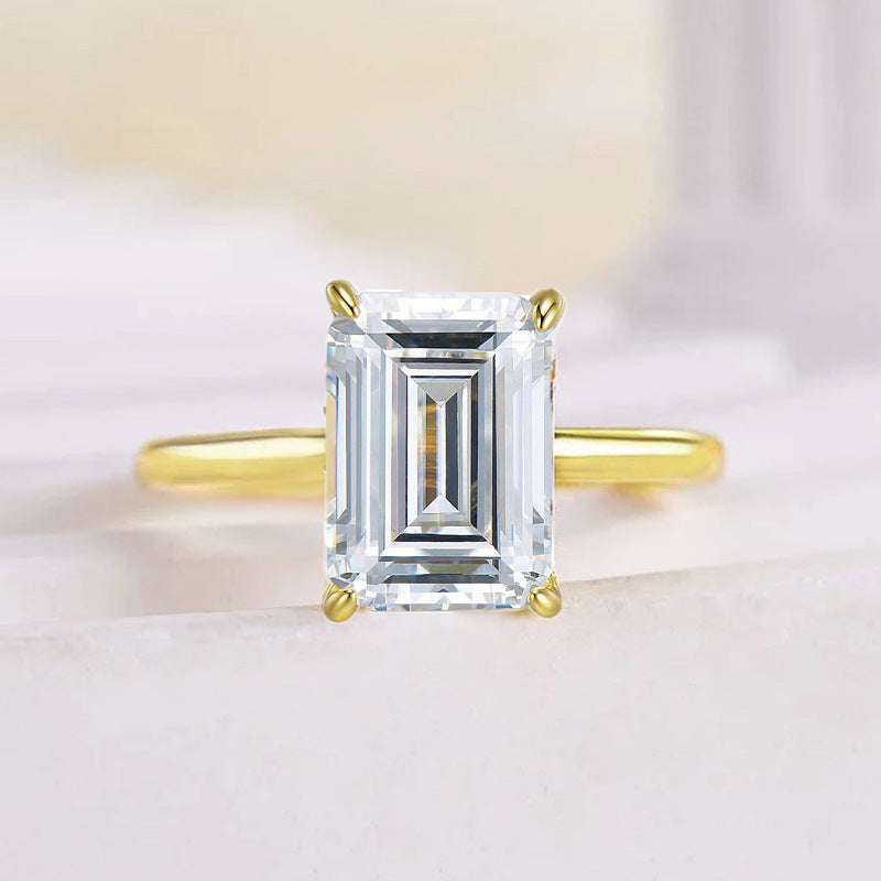 Gold Plated 3 CT Emerald Cut Solitaire Ring