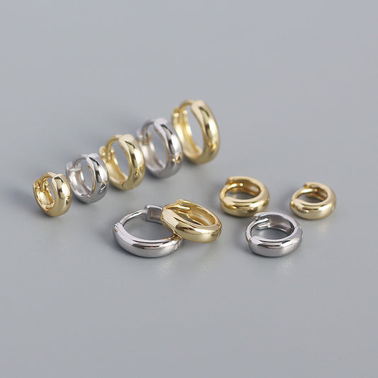 Minimalist Gold & Silver Huggie Hoop Earrings 