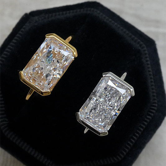 Ice Crushed Radiant Cut Bezel Ring