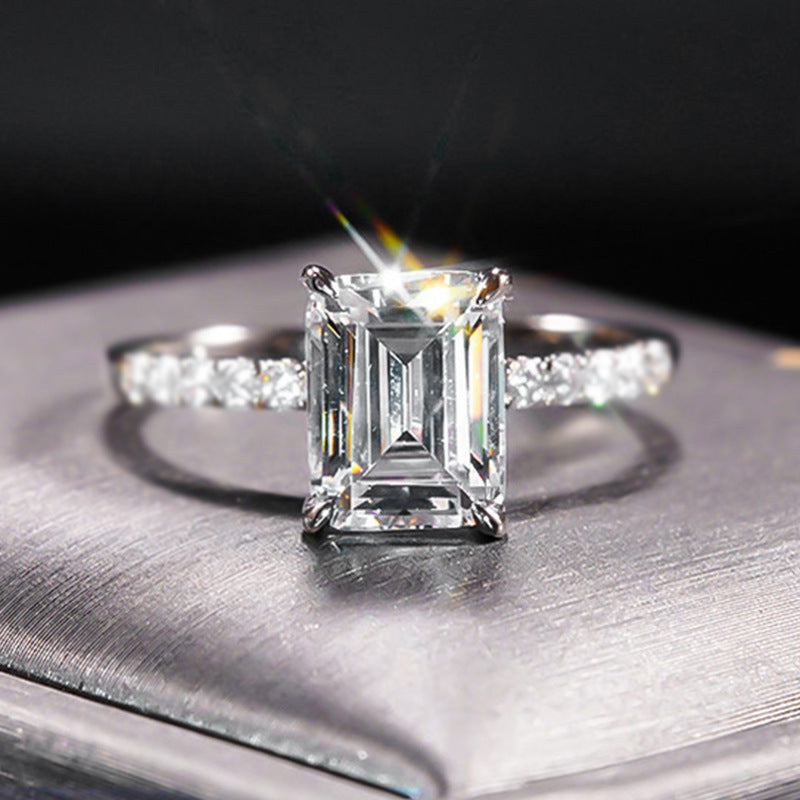 3 CT Emerald Cut Hidden Halo Ring