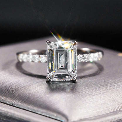3 CT Emerald Cut Hidden Halo Ring