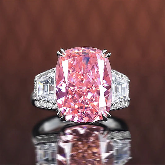 Crushed Ice Pink Radiant Cut Statement Ring
