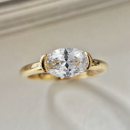 Half Bezel Oval Cut Ring