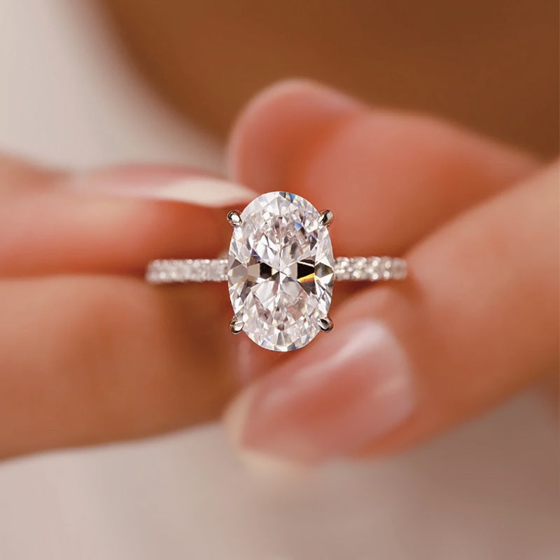 Crushed Ice Oval Cut 3 CT Hidden Halo Ring 