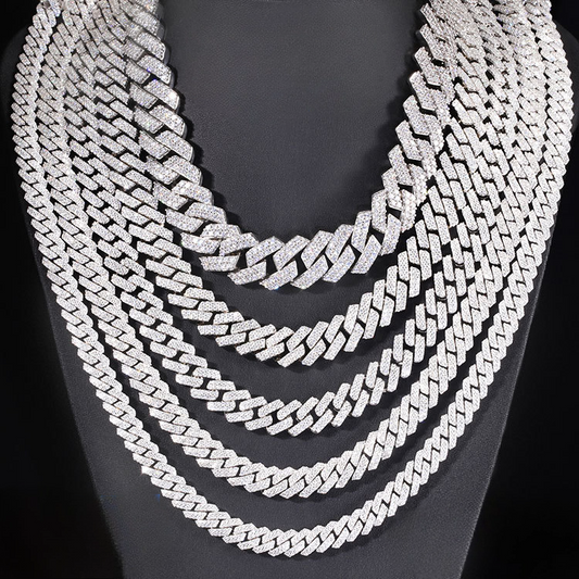 MOISSANITE CUBAN LINK CHAIN WHITE GOLD (ALL SIZES)