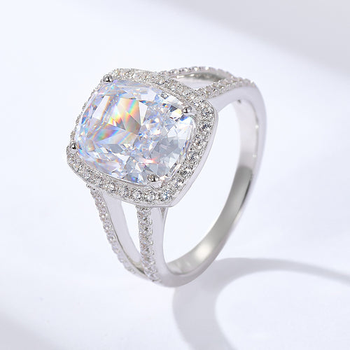4.00 CT Cushion Cut Split Shank Halo Engagement Ring