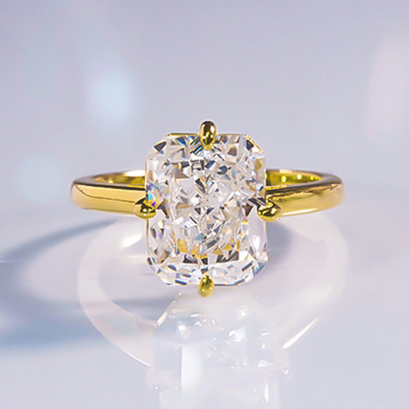 Radiant Cut Sterling Silver Solitaire Engagement Ring 