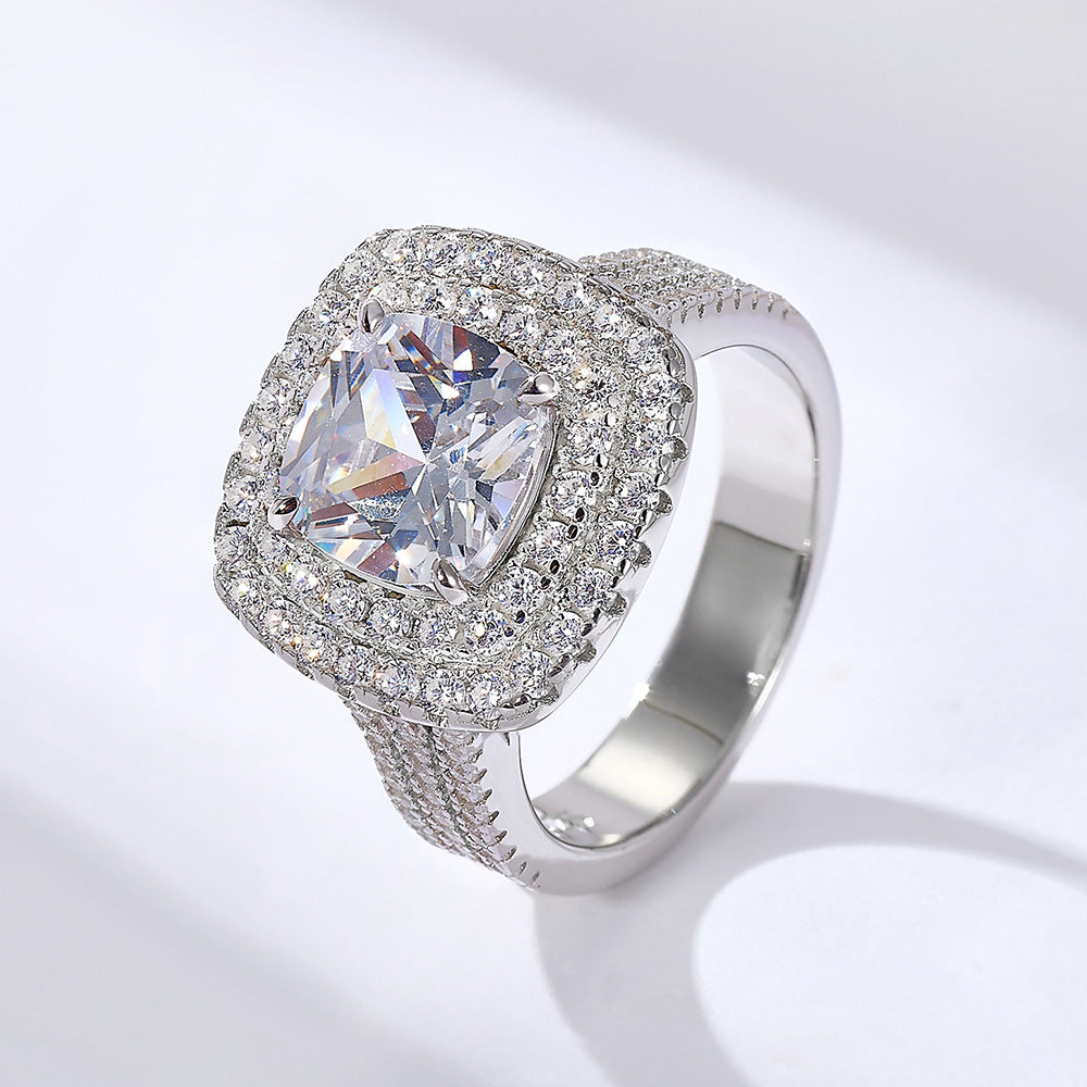 Double Halo Cushion Cut Diamond Ring 