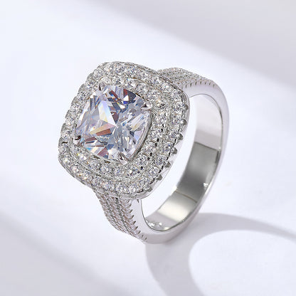 Double Halo Cushion Cut Diamond Ring 