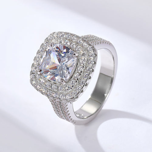 Double Halo Cushion Cut Diamond Ring 
