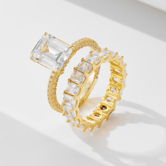 Emerald cut ring set
