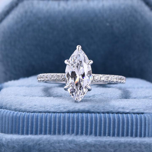 Hidden Halo Marquise Cut Ring