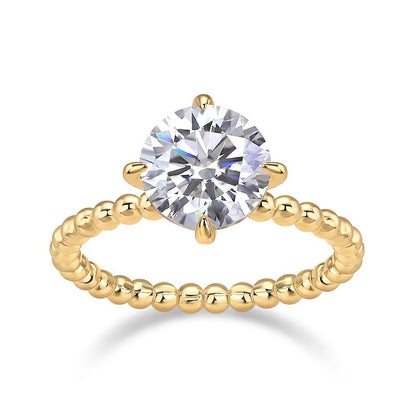 Golden Bead Solitaire Ring