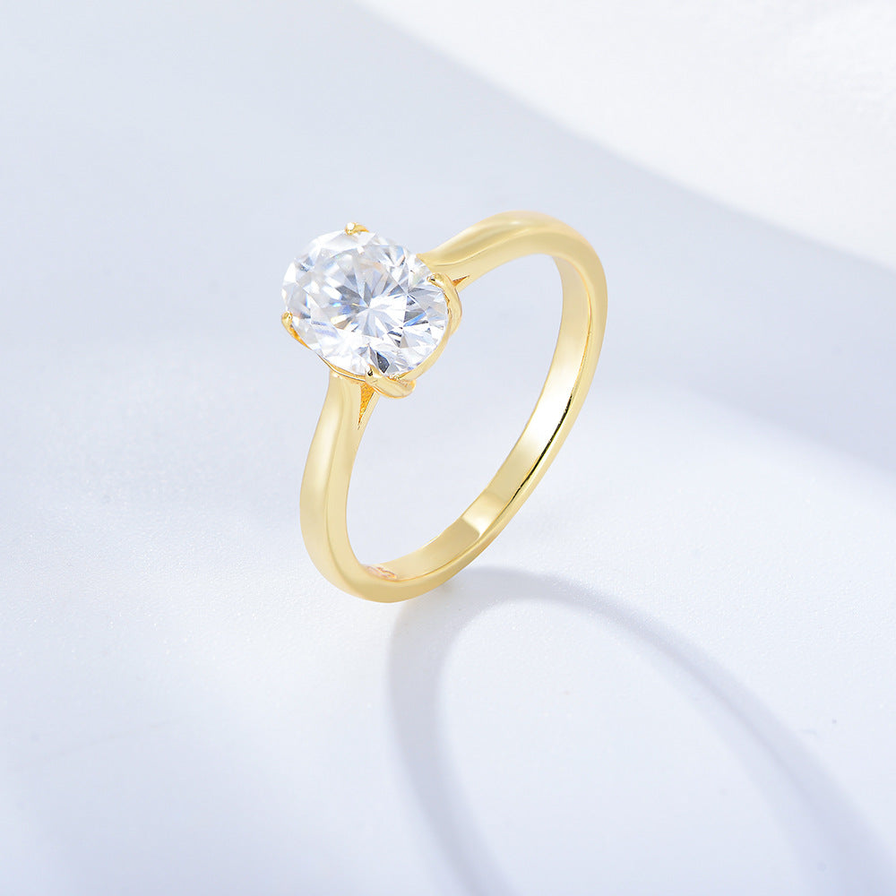 Silver Oval Cut Solitaire Ring 