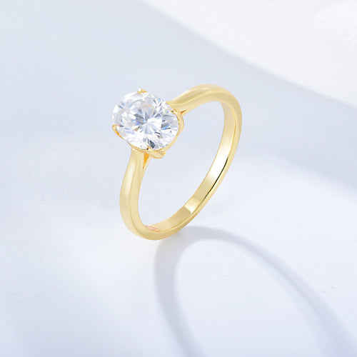 Silver Oval Cut Solitaire Ring 