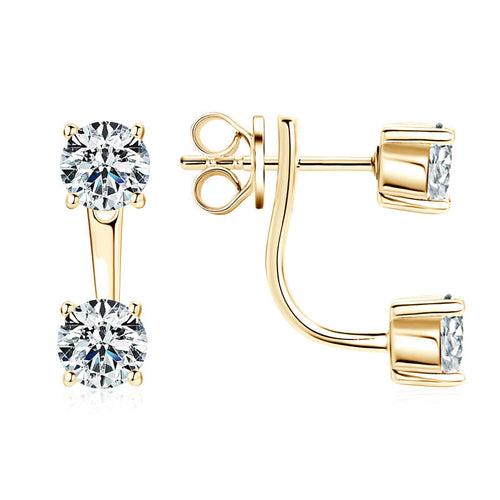Double Stud Moissanite Jacket Earrings