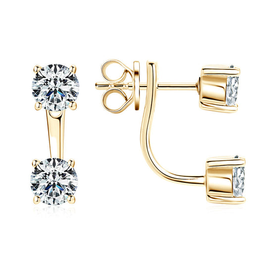 Double Stud Moissanite Jacket Earrings