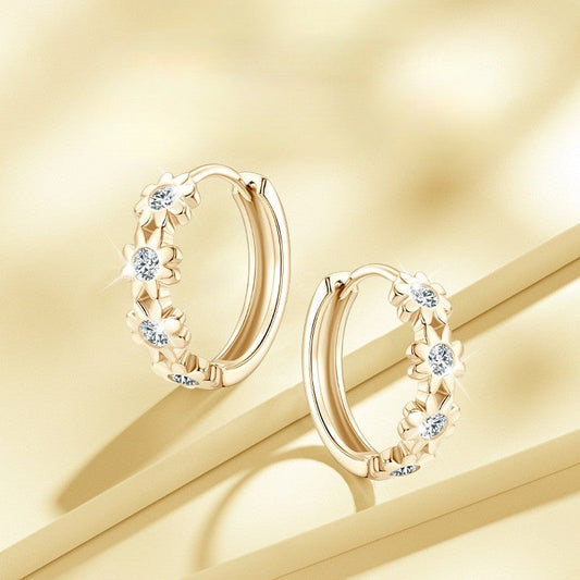 Floral Moissanite Hoop Earrings