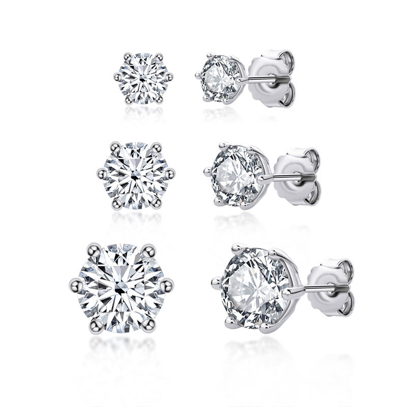 Round Cut Natural Moissanite Diamond Earrings