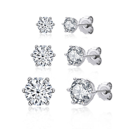 Round Cut Natural Moissanite Diamond Earrings