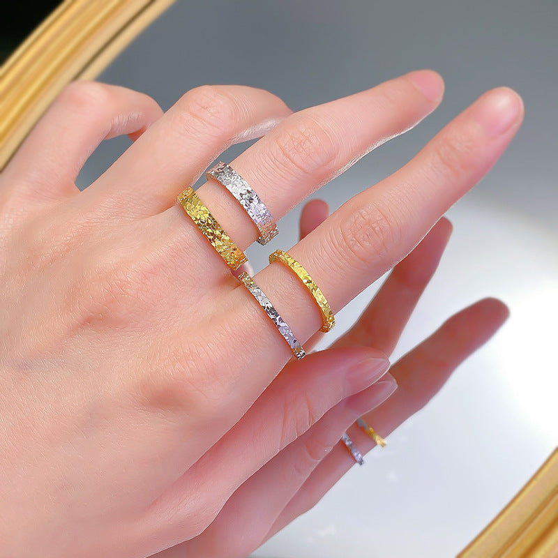 925 Sterling Silver Stackable Ring Textured Fancy