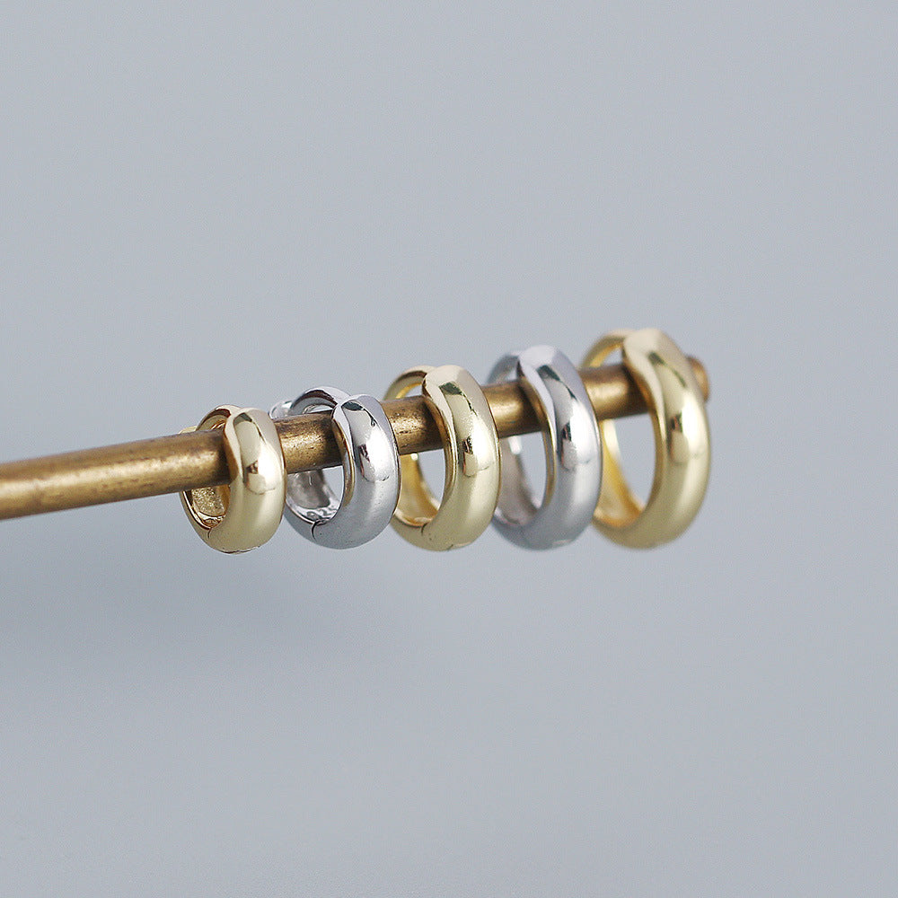 Silver 925 Minimalist Gold & Silver Huggie Hoop Earrings 