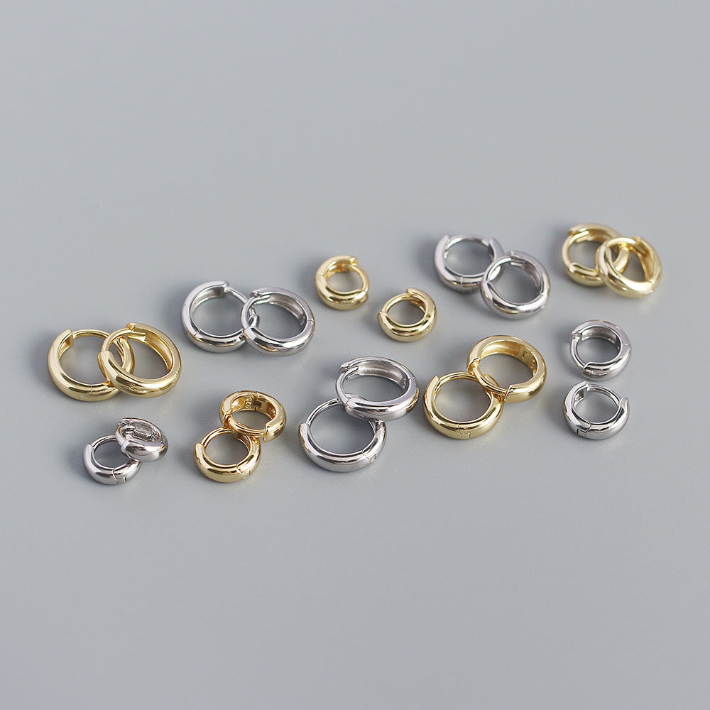 Minimalist Gold & Silver Huggie Hoop Earrings. Silver 925