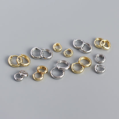 Minimalist Gold & Silver Huggie Hoop Earrings. Silver 925