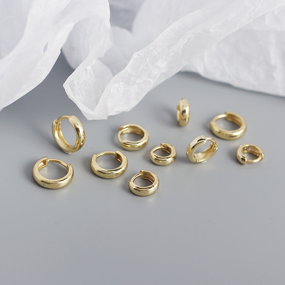 Gold Plated Silver 925 Minimalist Gold & Silver Huggie Hoop Earrings 