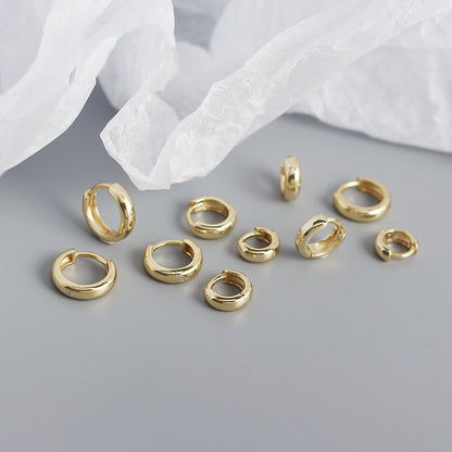 Gold Plated Silver 925 Minimalist Gold & Silver Huggie Hoop Earrings 