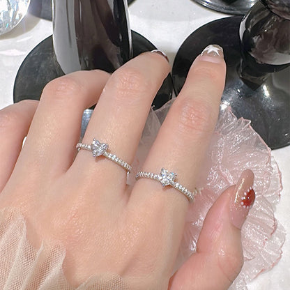Silver 925 White Gold Plated. Radiant Heart Promise Ring