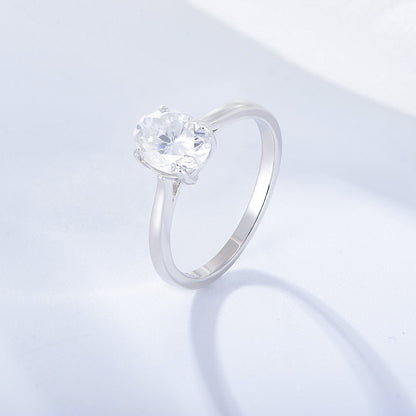 Silver 925 Oval Cut Solitaire Ring 