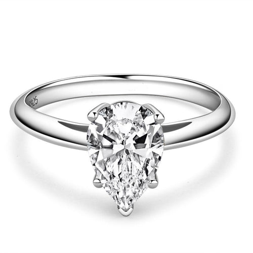 D Color VVS1 pear-shaped moissanite engagement ring with prong setting