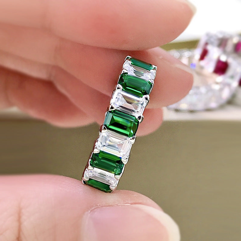 Emerald Cut Eternity Band. Silver 925