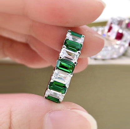 Emerald Cut Eternity Band. Silver 925