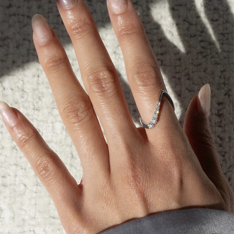 White Gold Plated Celestial Curve Diamond Ring