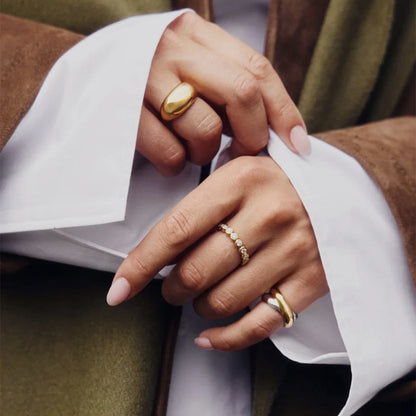 Golden Glow Eternity Silver Ring