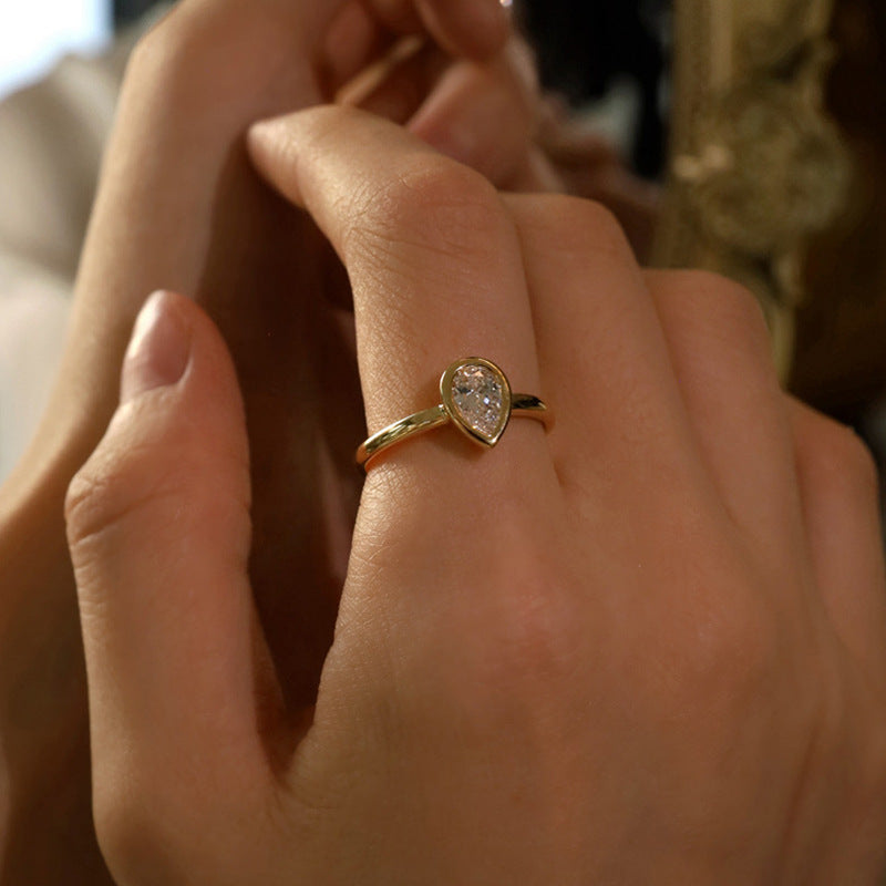 Bezel Set Pear Solitaire Ring