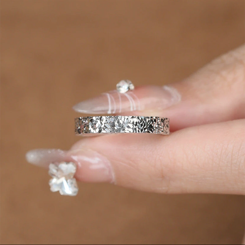 925 Sterling Silver Stackable Ring Textured Fancy