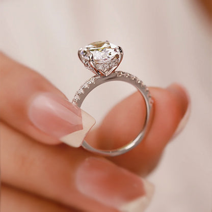 Crushed Ice Oval Cut 3 carat Hidden Halo Ring 
